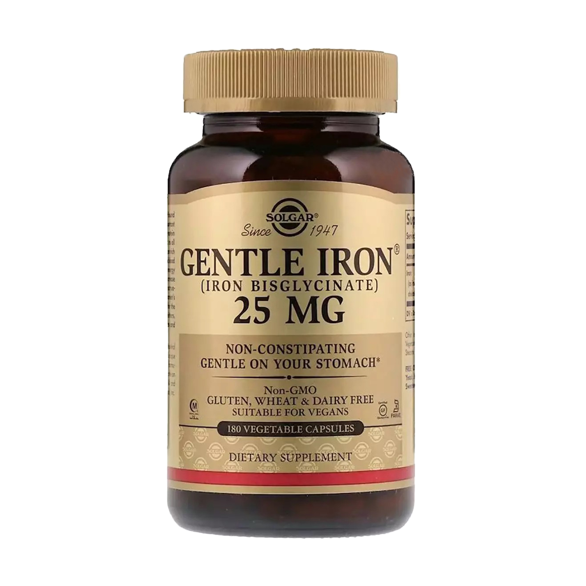 Залізо Solgar Gentle Iron, 25 мг, 180 капсул